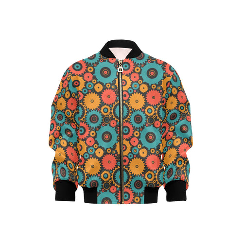 Gear Pattern Print Design 01 Kids' Boys' Girls' Bomber Jacket