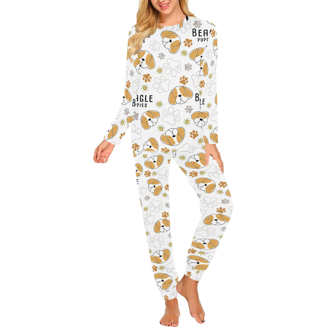 Cute beagle dog pattern background Women's All Over Print Pajama Set