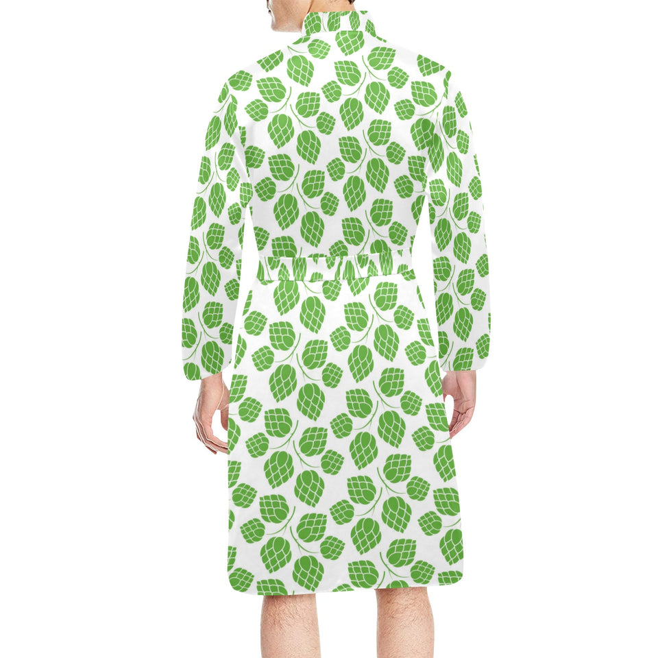 Hop pattern background Men's Long Sleeve Belted Night Robe