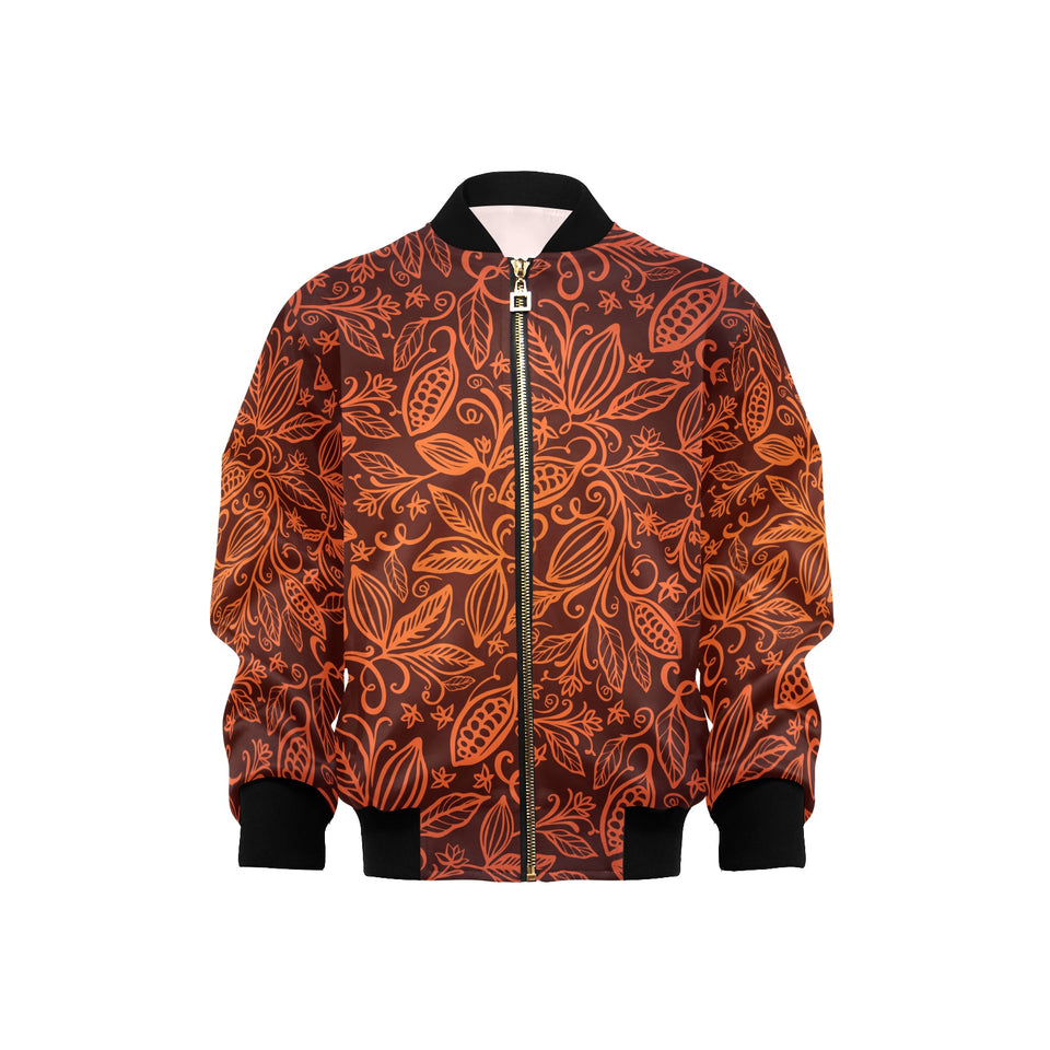 cacao beans tribal polynesian pattern Kids' Boys' Girls' Bomber Jacket