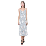Sweet dreams sheep pattern V-Neck Open Fork Long Dress