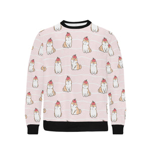 Cute Shiba Inu Dog Apple pattern Men's Crew Neck Sweatshirt