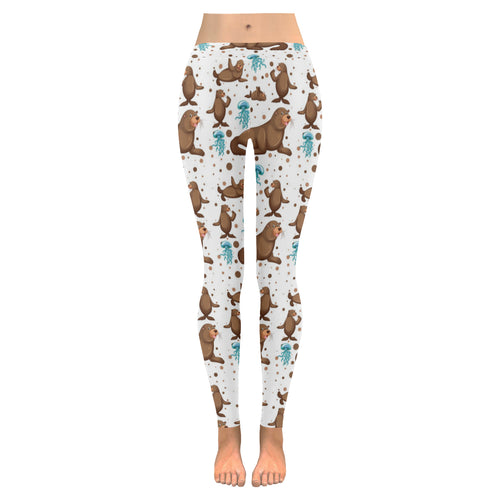 sea lion Seals jellyfish pattern Women's Legging Fulfilled In US
