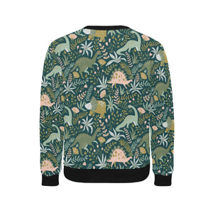 dinosaurs tropical leaves flower pattern Men's Crew Neck Sweatshirt