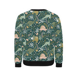 dinosaurs tropical leaves flower pattern Men's Crew Neck Sweatshirt