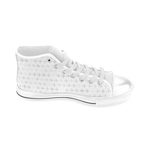 Airplane print pattern Men's High Top Canvas Shoes White