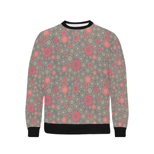 Red gold Sakura cherry blossom gray background Men's Crew Neck Sweatshirt
