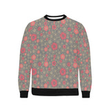 Red gold Sakura cherry blossom gray background Men's Crew Neck Sweatshirt