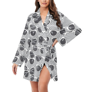 Sun Glasses Pattern Print Design 04 Women's Long Sleeve Belted Night Robe