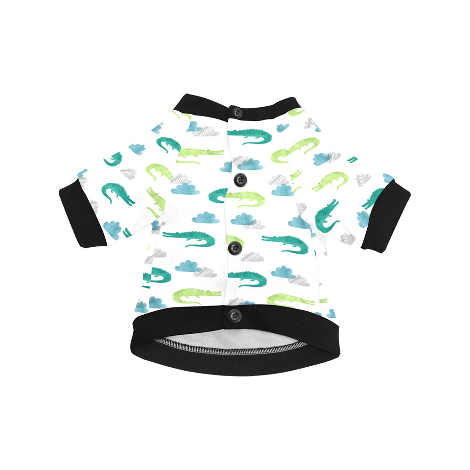 watercolor crocodile pattern All Over Print Pet Dog Round Neck Fuzzy Shirt