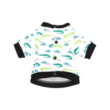 watercolor crocodile pattern All Over Print Pet Dog Round Neck Fuzzy Shirt