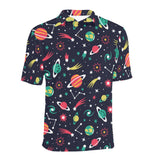 colorful space pattern planet star Men's All Over Print Polo Shirt