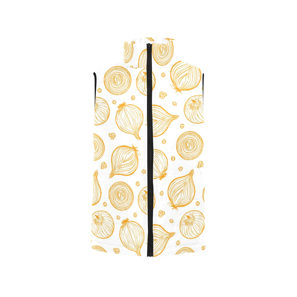 hand drawn onion pattern Women's Padded Vest