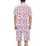 British Pattern Print Design 01 Men's V-Neck Short Pajama Set