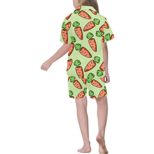 Carrot Pattern Print Design 05 Kids' Boys' Girls' V-Neck Short Pajama Set