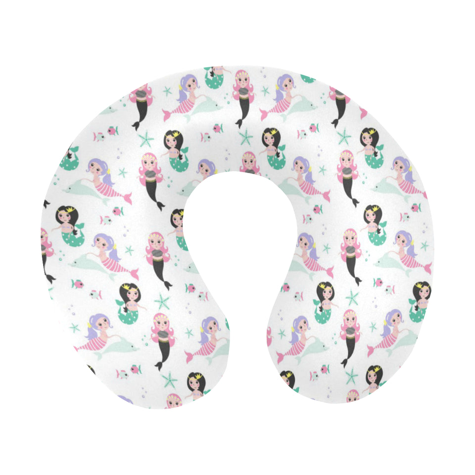 cute mermaid dolphin fish starfish pattern U-Shaped Travel Neck Pillow