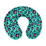 Green leopard skin print pattern U-Shaped Travel Neck Pillow