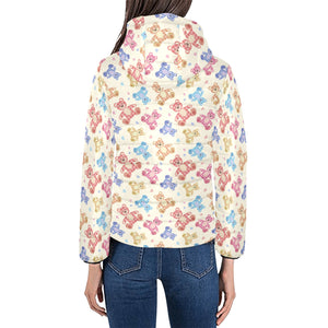 Teddy Bear Pattern Print Design 05 Women's Padded Hooded Jacket