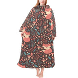 fox leaves mushroom pattern Blanket Robe with Sleeves