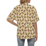 Hamburger Pattern Print Design 01 Women's All Over Print Hawaiian Shirt