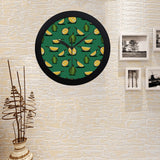 Durian pattern green background Elegant Black Wall Clock