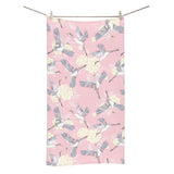 Japanese crane rose pattern Bath Towel