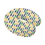 Pineapples pattern striped background U-Shaped Travel Neck Pillow