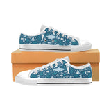Cute shark pattern Men's Low Top Shoes White