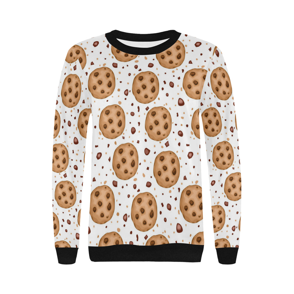 chocolate chip cookie pattern Women's Crew Neck Sweatshirt