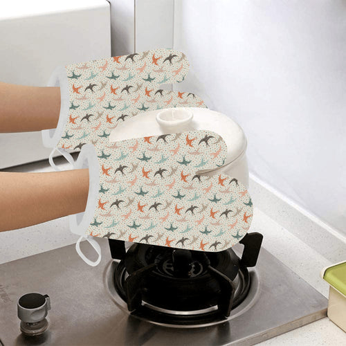 Swallow Pattern Print Design 02 Heat Resistant Oven Mitts
