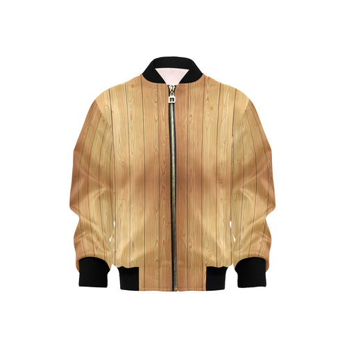 Wood Printed Pattern Print Design 05 Kids' Boys' Girls' Bomber Jacket