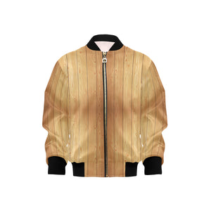 Wood Printed Pattern Print Design 05 Kids' Boys' Girls' Bomber Jacket
