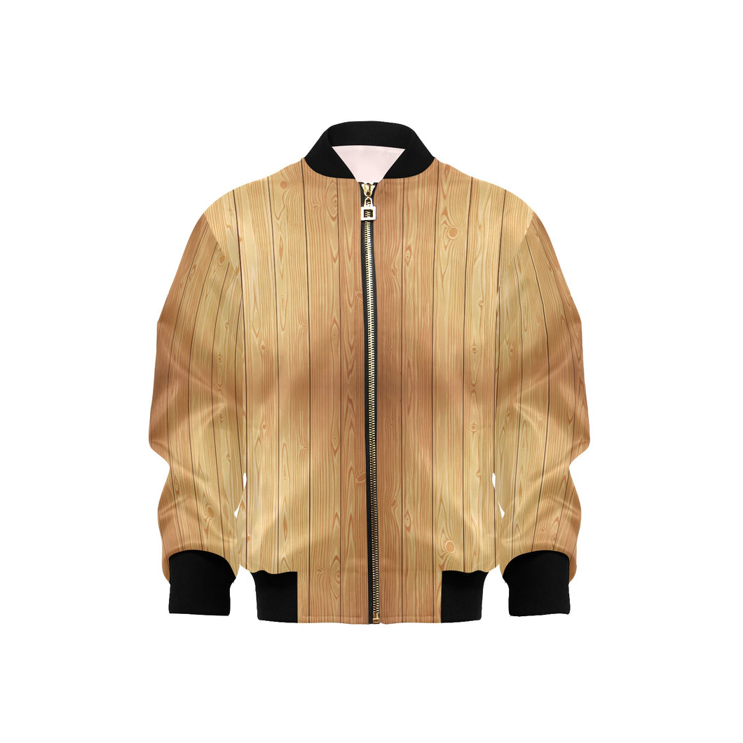Wood Printed Pattern Print Design 05 Kids' Boys' Girls' Bomber Jacket