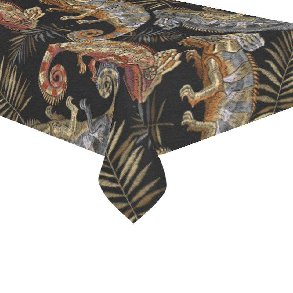 Chameleon lizard tropical leaves palm tree Tablecloth