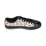 Chili peppers pattern Men's Low Top Canvas Shoes Black