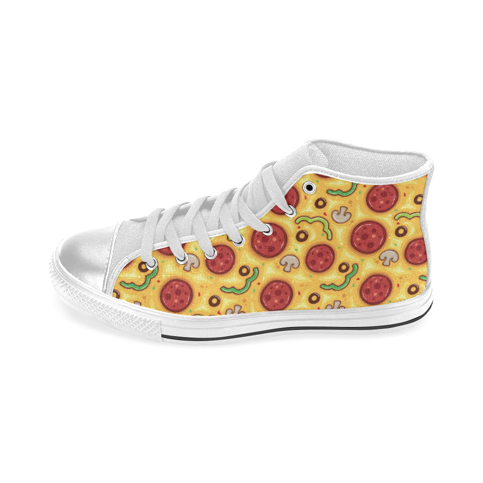 Pizza texture pattern Women's High Top Canvas Shoes White