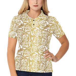 Rose Pattern Print Design 05 Women's All Over Print Polo Shirt