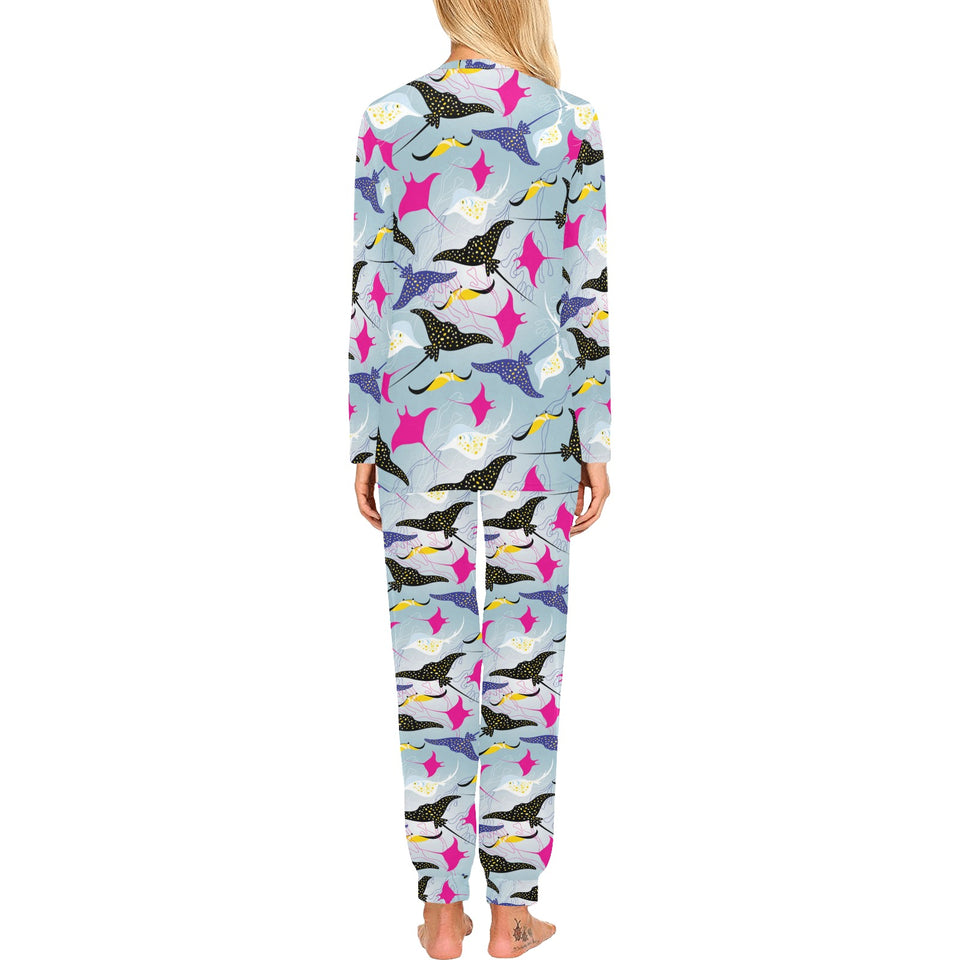 Stingray Pattern Print Design 01 Women's All Over Print Pajama Set