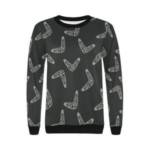 Hand drawn boomerang Australian aboriginal ornamen Women's Crew Neck Sweatshirt