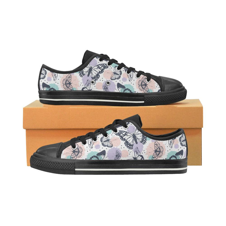 Butterfly pattern Kids' Boys' Girls' Low Top Canvas Shoes Black