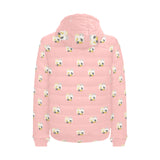 Cute hamster cheese pattern pink background Men's Padded Hooded Jacket
