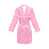 Sweet candy pink background Women's Long Sleeve Belted Night Robe