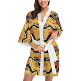 Kangaroo Australian aboriginal art pattern Women's Short Kimono Robe
