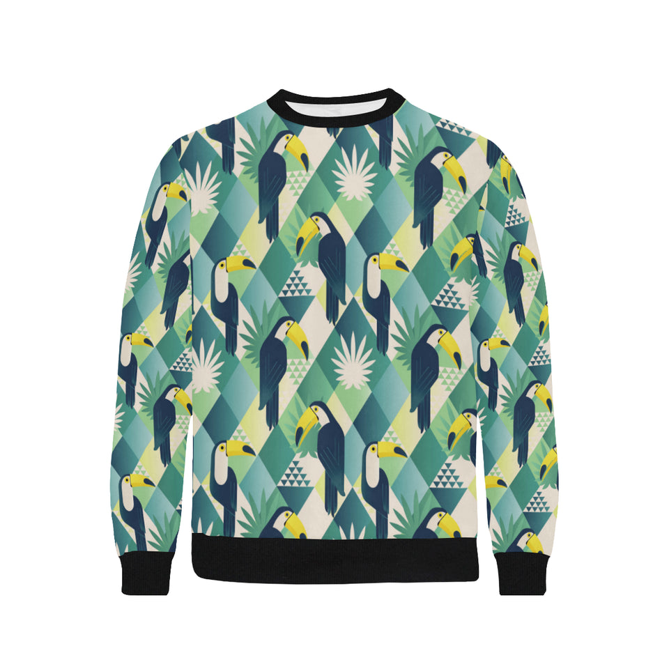 Toucan tropical leaves design pattern Men's Crew Neck Sweatshirt