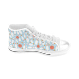 Bowling ball bowling pins blue blackground Men's High Top Canvas Shoes White