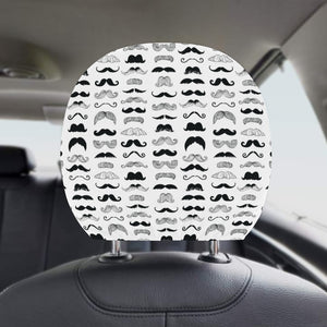 Mustache Beard Pattern Print Design 04 Car Headrest Cover