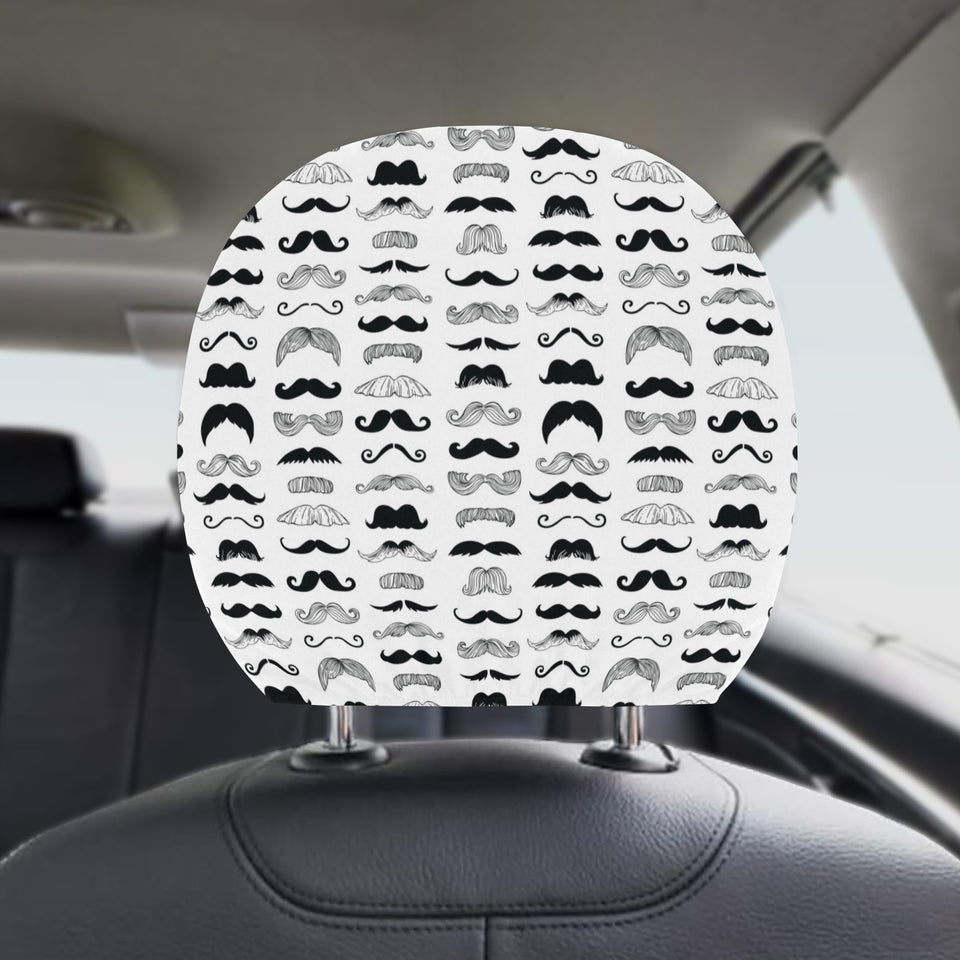 Mustache Beard Pattern Print Design 04 Car Headrest Cover