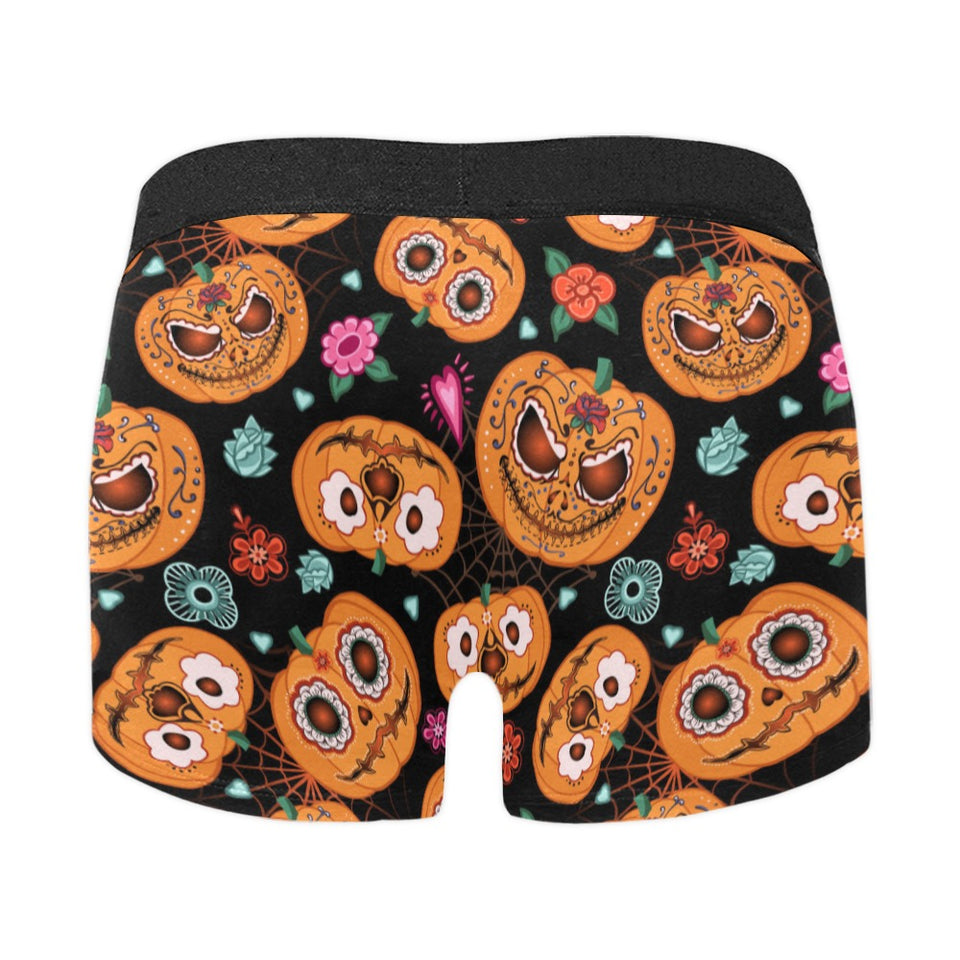 Pumpkin flowers spiderweb Halloween theme Men's All Over Print Boxer Briefs Men's Underwear