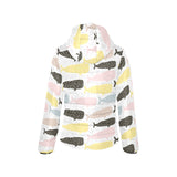 Whale dot pattern Women's Padded Hooded Jacket