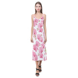pink purple orchid pattern background V-Neck Open Fork Long Dress